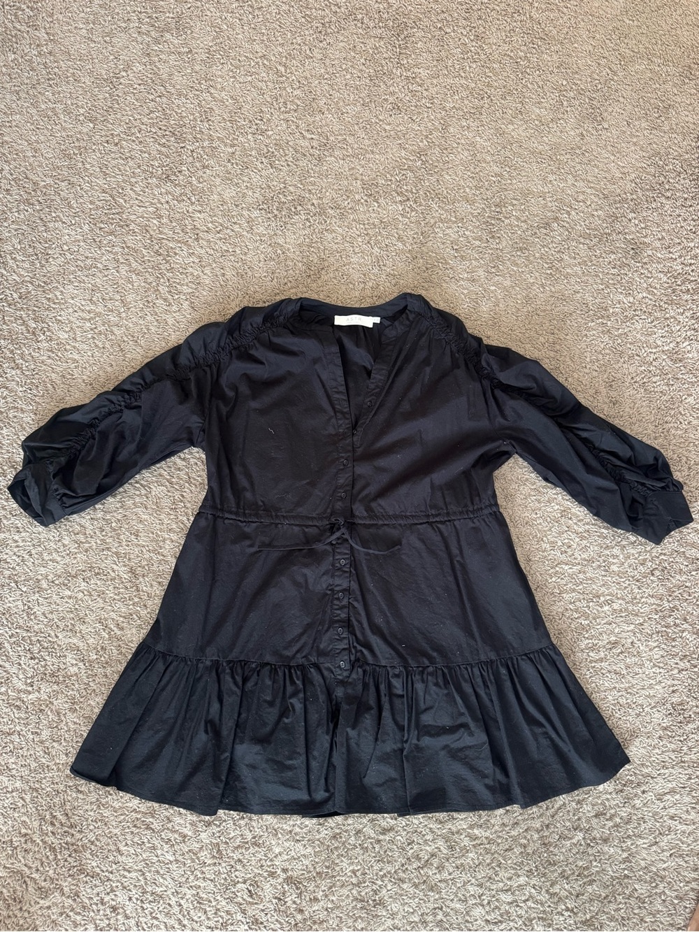 Women’s Black, Mini tiered Button-Front Dress